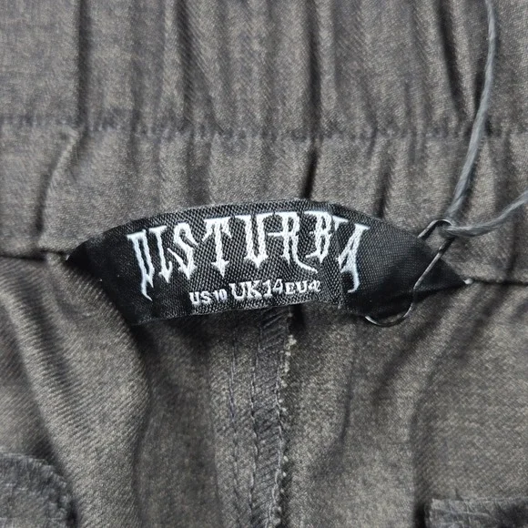 Disturbia Mystic Embroidered Balloon Trousers Pants Brown Womens 10 Goth NWT - Picture 7 of 12